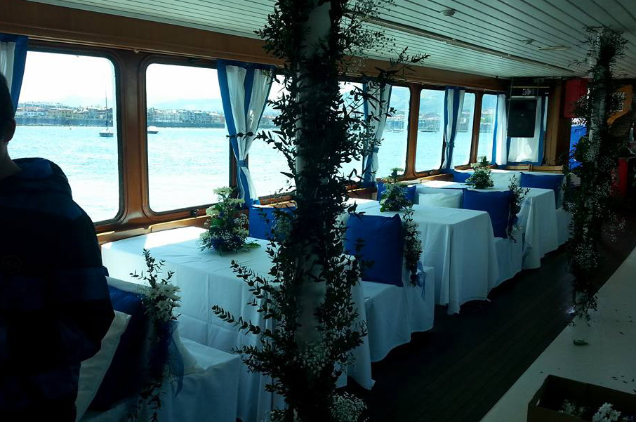 Decoracion mesas boda en barco