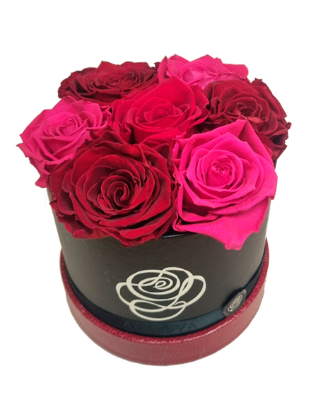 Flowerbox Rosas rojas y fucsia