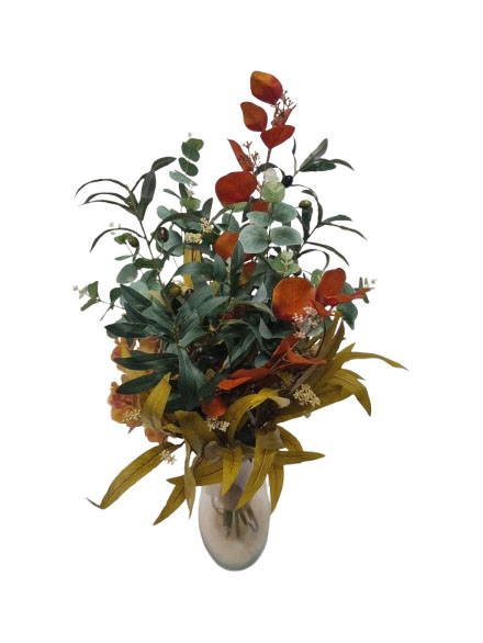 Ramo artificial verdes y naranjas